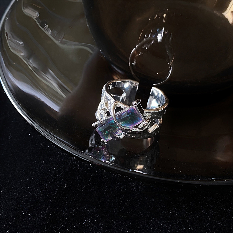 Cool Style Geometric Copper Plating Artificial Crystal Open Ring