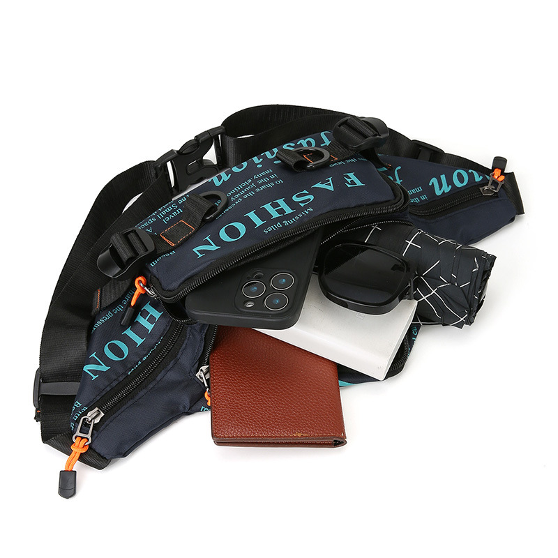 Bolso de pecho de hombre al aire libre, moda de ocio de la calle, bolso de hombro para teléfonos móviles, moda de letras de bicicleta, bolso de cintura deportivo