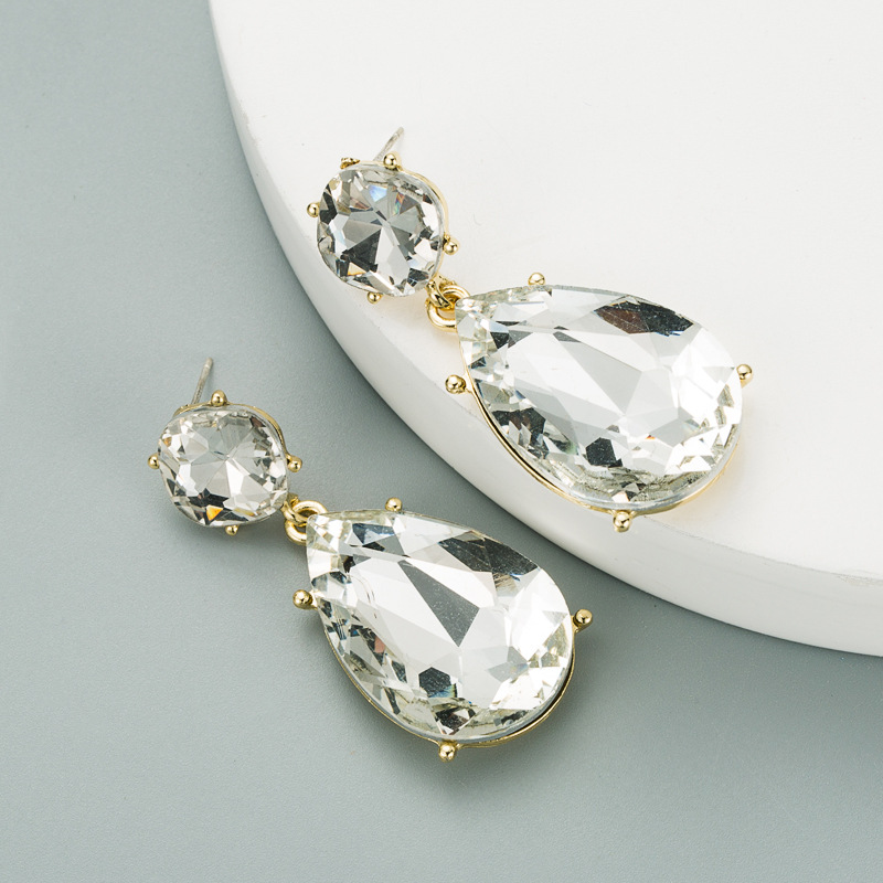 Alloy Drop-shaped Glass Earrings display picture 5