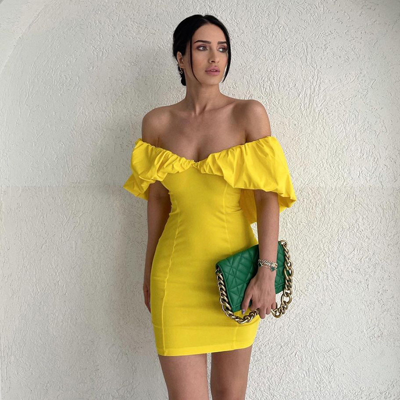 192g Weight Above Knee Dress Length Type Short Sleeve Sleeve Length Sheath Dress Dresses Type Polyester Fabric Type Mid Waist Waist Line Holiday Occasion Boat Neck Neckline Slim Fit Type Solid Color Pattern Summer Season Women's Gender Elegant Style Wholesale Women's Elegant Solid Color Holiday Boat Neck Short Sleeve Sheath Dress 24