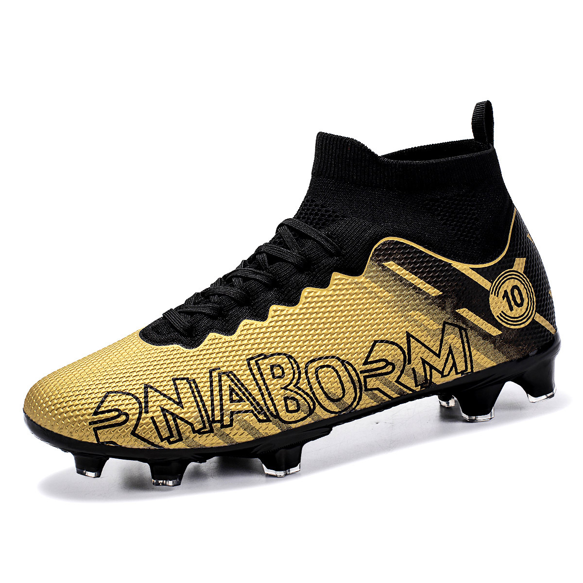 Autumn New High Top Long Men's and Women's Gold School Professional Training Broken Nail Football Shoes_voghion.com