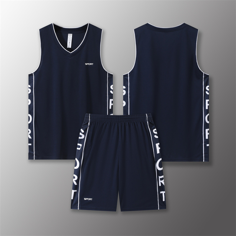 Wholesale Summer Quick-Drying Basketball Uniform Set Student Training Camp Competition Uniform Vest Jersey Sportswear Printed Short-Sleeved