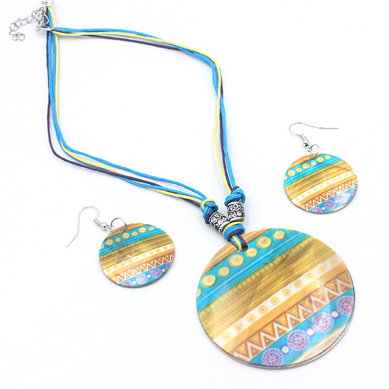 Printing Pattern Hip-Hop Retro Printing Mother Pearl Shellfish Shell Printing Women's Jewelry Set