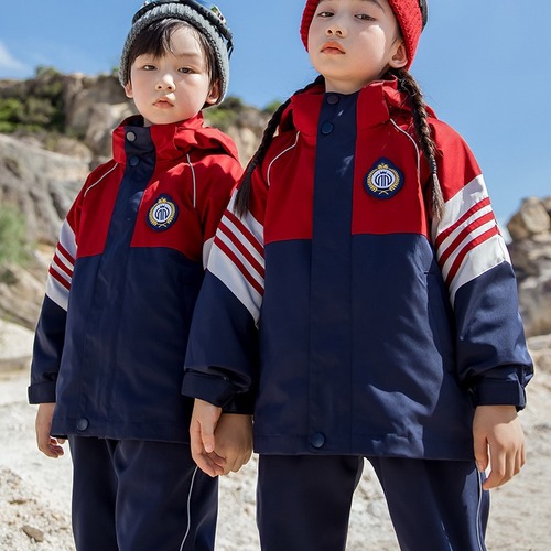 Trendy Playful Bear Kindergarten Uniforms: Spring, Autumn, and Winter Wear—Kids' Class Sets, Windproof Jackets, and Stylish 3-Piece School Outfits for Elementary & Middle School Students