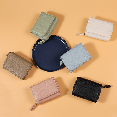 Japanese style genuine leather mini wallet women's short cross-border large capacity women's creative coin purse coin bag card bag