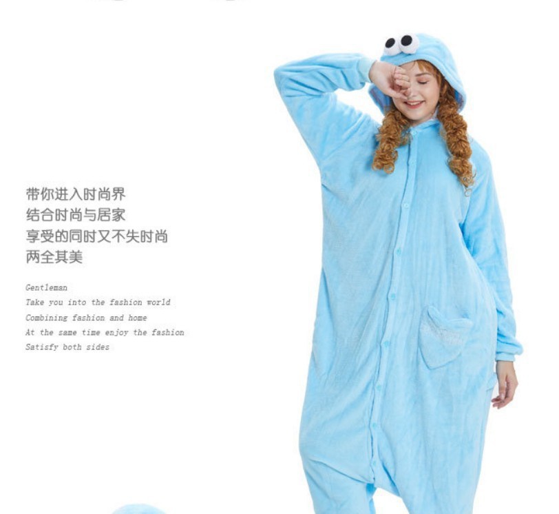 Transfronteriza de otoño e invierno de dibujos animados de animales pijamas de una pieza de franela engrosada versión higiénico kumamoto oso cálido homewear lote mixto