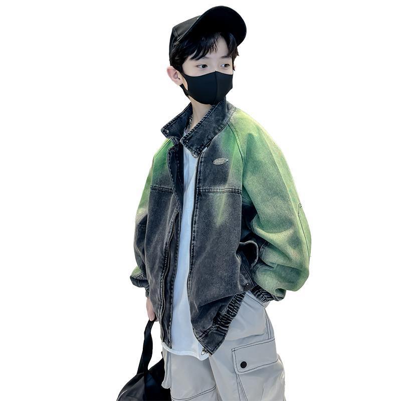 (2개) 어린이 소년의 봄 데님 코트 2024 새로운 봄 소년의 봄 가을 옷 유행
