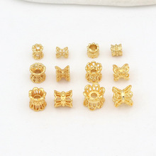 铜18k包金镂空小蛮腰花托散珠隔片隔珠diy手链项链串珠配件C21A