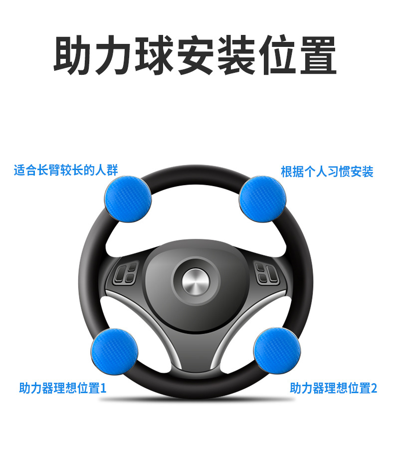 汽车方向盘助力器辅助打方向神器开车用品防滑硅胶内置轴承省力球详情32