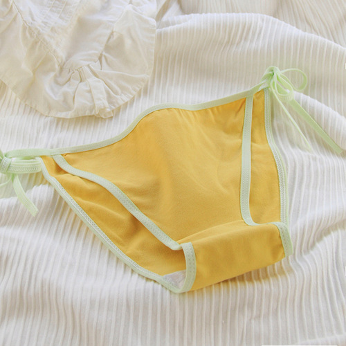 Japanese strappy cotton low-waist girls' thong lace-up Nordic color series girls' panties C008-2