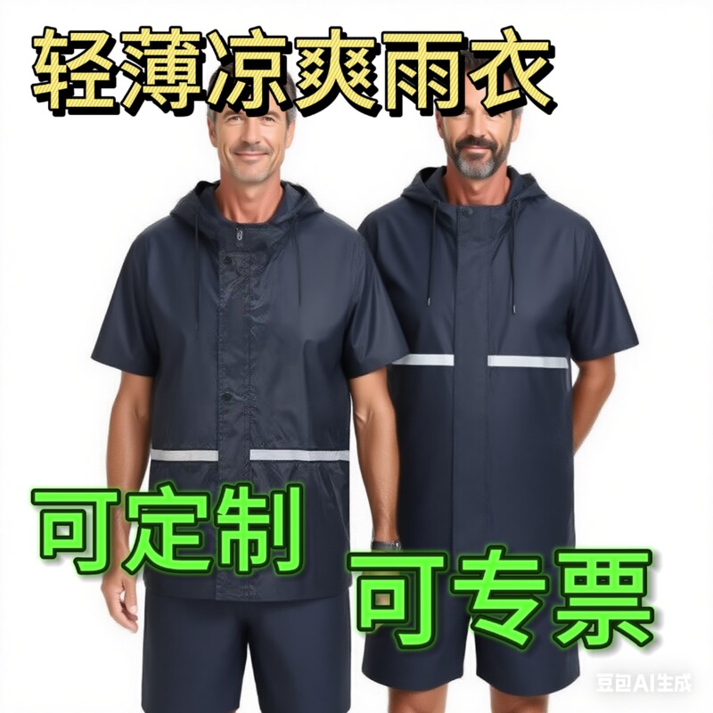 Short-Sleeved Raincoat, Lightweight and Breathable Rain Pants, Separate Sets for Men and Women, Adult Cycling and Delivery, Double-Layer Waterproof Outdoor Wear Short-Sleeved Raincoat, Lightweight and Breathable Rain Pants, Separate Sets for Men and Women, Adult Cycling and Delivery, Double-Layer Waterproof Outdoor Wear