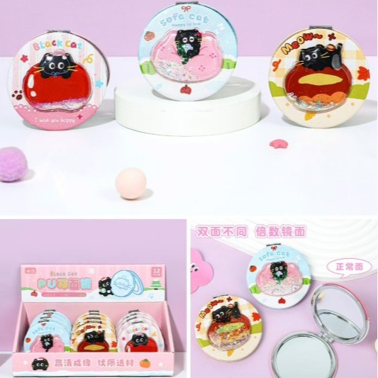 Dedo sonoro capibara plegable espejo de doble cara de dibujos animados colgantes de panda espejo de arena movida espejo de maquillaje portátil pequeño espejo