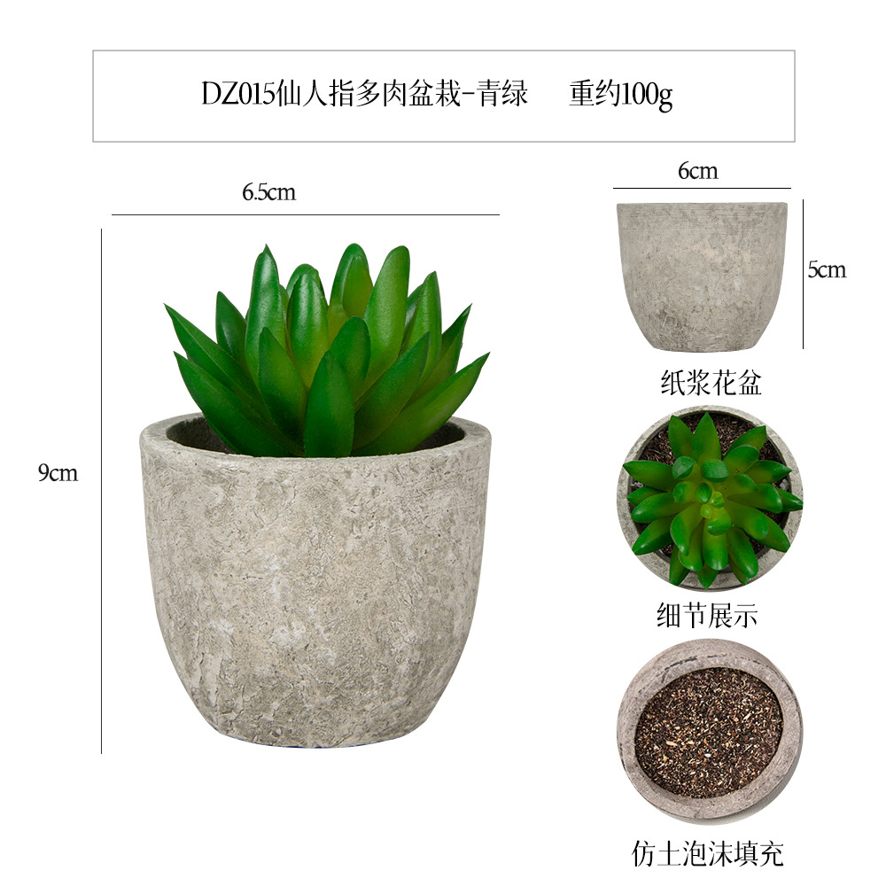 Más de 100 estilos de macetas de pulpa de papel vintage con plantas suculentas simuladas, pequeños adornos populares de estilo jardín para decoración del hogar transfronteriza. image 37