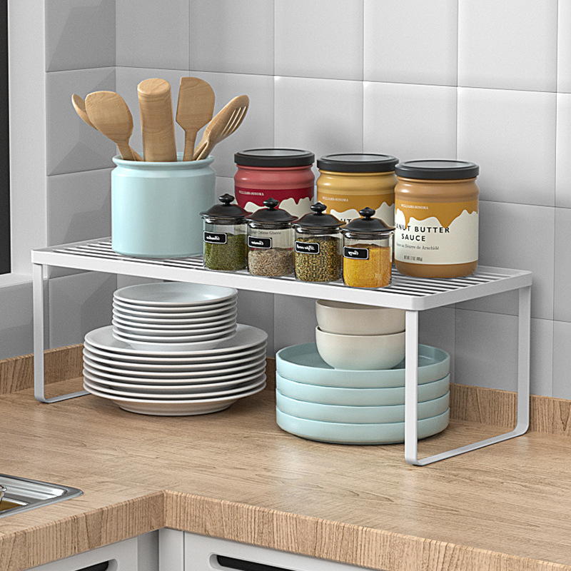 Kitchen Storage Rack, Wrought Iron Storage Rack, Multi-Layer Stacking Wardrobe, Closet Storage Artifact, Countertop Cabinet, Layered Rack