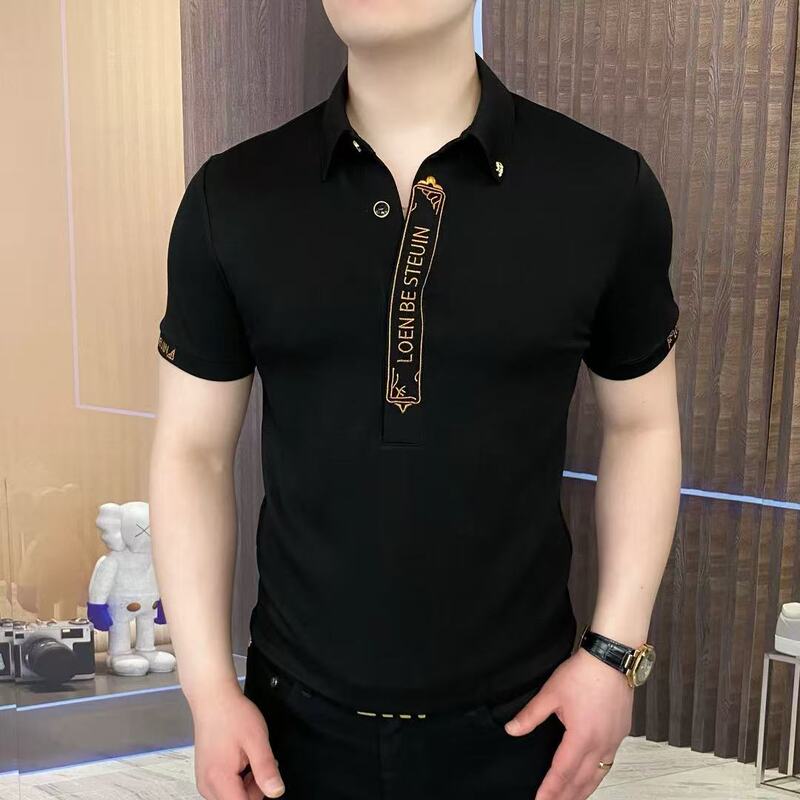 立襟氷糸半袖tシャツ男性青年潮牌半ファスナーが冷えています。|undefined