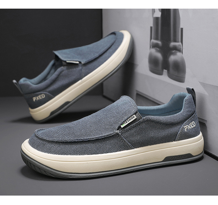 Men's shoes breathable old Beijing cloth shoes casual men's canvas shoes lazy one pedal soft-soled work shoes_voghion.com
