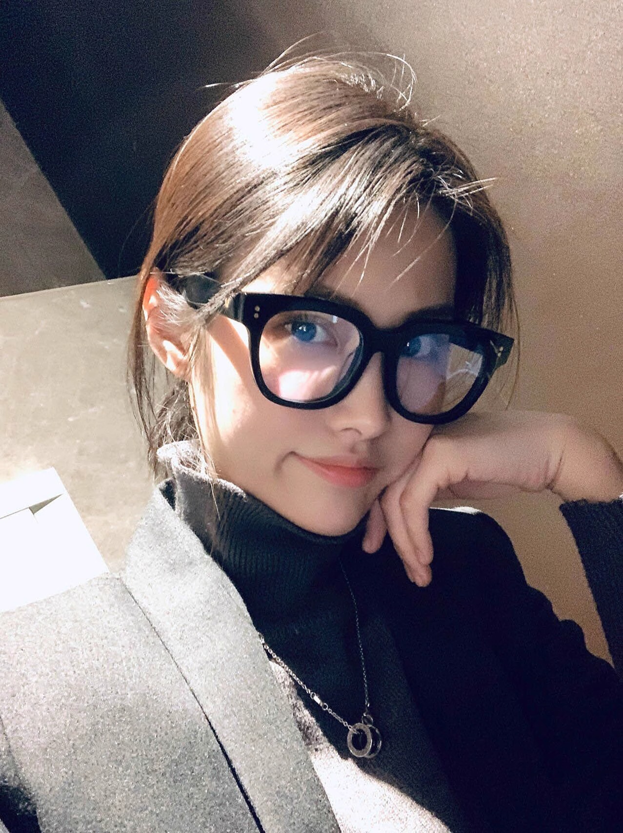 Gm Acetate Square Glasses Black Frame Slimming Bare Face Style_voghion.com