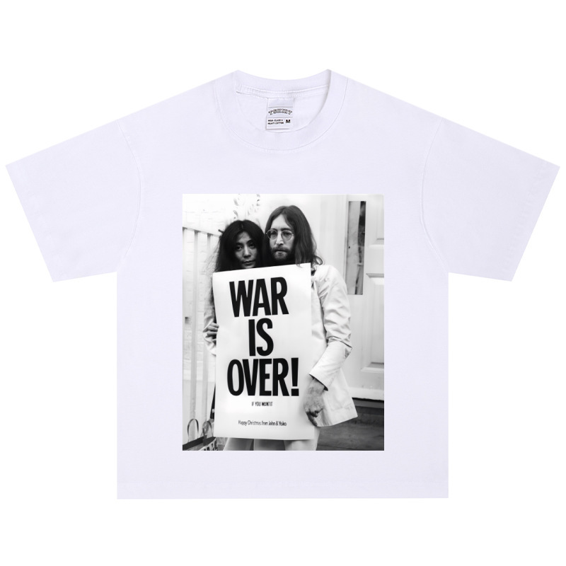 John Lennon Yoko Ono T-shirt rock American retro short-sleeve trendy vintage long-sleeve John Lennon Yoko Ono T-shirt rock American retro short-sleeve trendy vintage long-sleeve