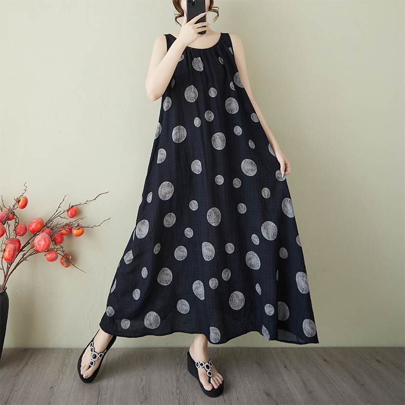 2025 New Summer Clothing Free Series Relaxed Lazy Skirt Normcore Floral Sleeveless Maxi Dress