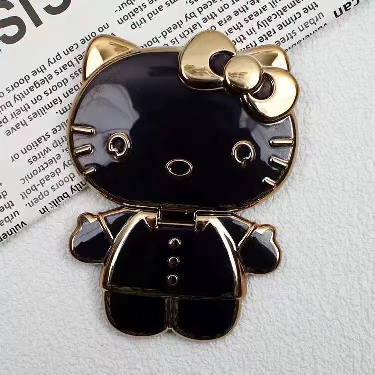 ハローキティ電気メッキ携帯電話ホルダー kt 猫漫画折りたたみホルダーバックステッカー携帯電話ホルダー化粧鏡ホルダー|undefined