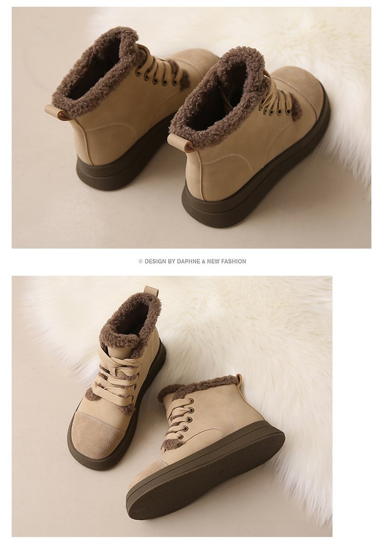 Women's Ankle Boots With Low Heels And Plush Lining For Winter_voghion.com