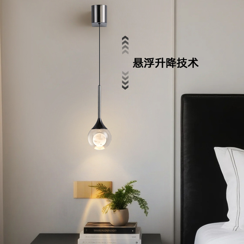 Bedroom Bedside Wall Lamp Creative Moon Liftable Hanging Lamp Living Room Background Wall Entrance Aisle Italian Atmosphere Lamp