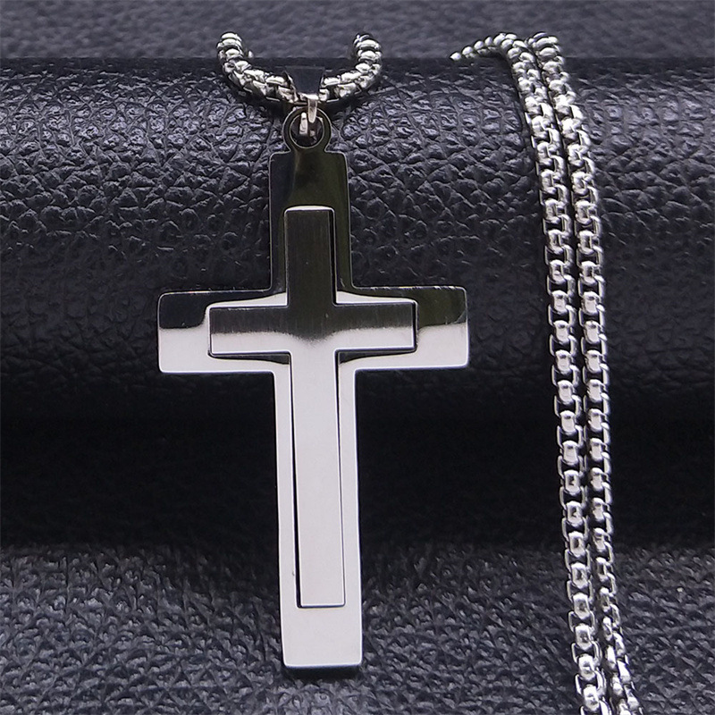Europe and the United States cross-border new stainless steel cross color matching necklace men's niche high-end jewelry accessories wholesale women