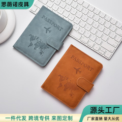 跨境皮革护照保护套现货磁吸搭扣护照夹多功能耐用大容量证件卡包