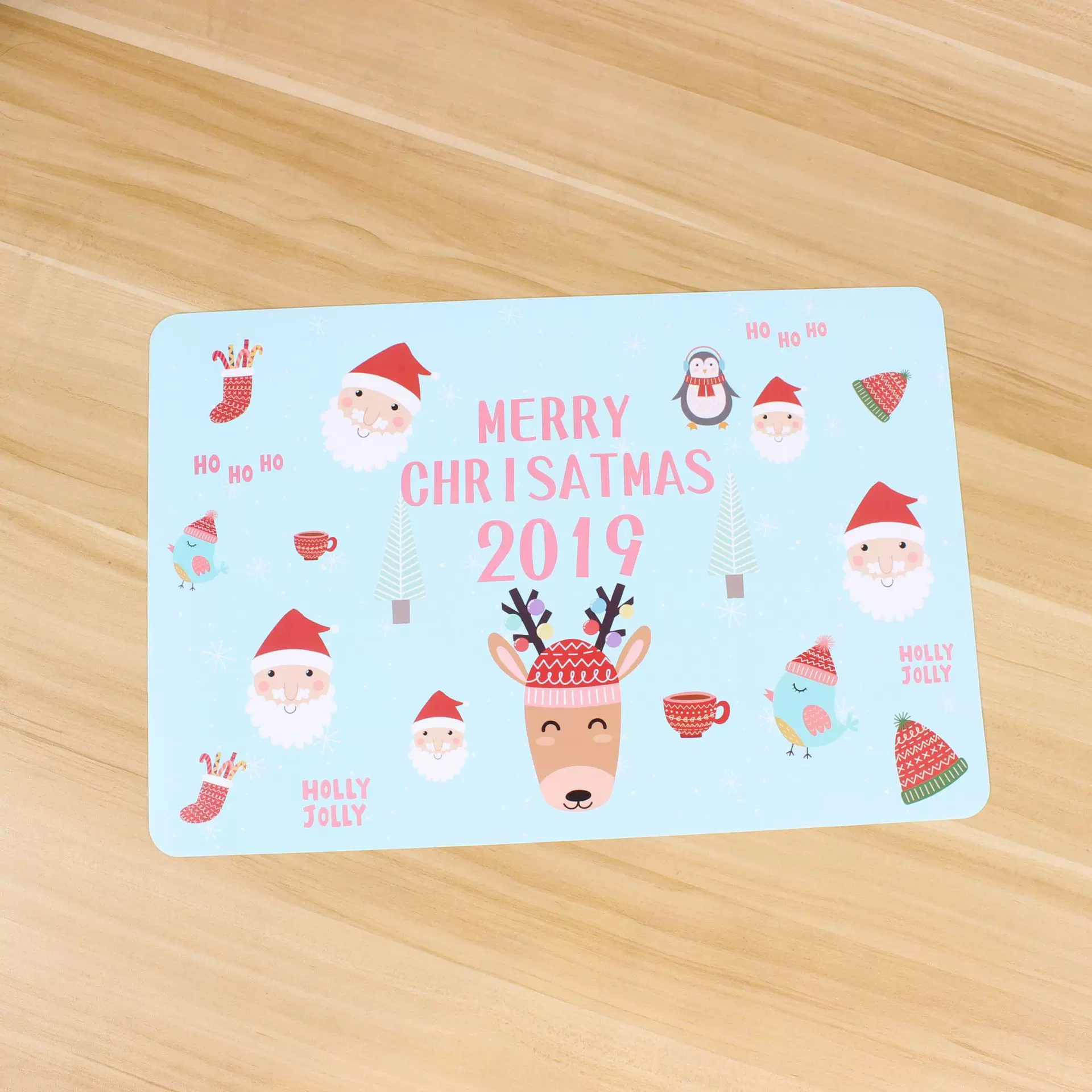 厂家制定乳白磨砂PP塑料圣诞节日礼品PP餐垫桌垫杯垫