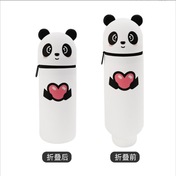 Labubu 文具箱シリコーン鉛筆バッグクリエイティブ垂直格納式鉛筆ケースカピバラペンホルダーパンダ収納袋|undefined