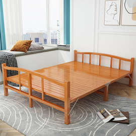 竹床折叠床单人成人家用便携午休实木简易床双人加固硬板小床凉全