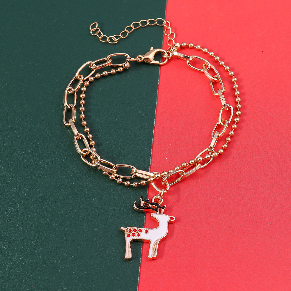 11g Weight Alloy Pendant Material Bracelets Classification Alloy Chain Material 1 Piece Quantity Holiday, Party Occasion Alloy Material Christmas Festival Christmas Tree, Santa Claus Pattern Women's Gender Enamel Design Cute, Simple Style Style Cute Simple Style Christmas Tree Santa Claus Alloy Chain & Link Bracelets Christmas Wholesale 31