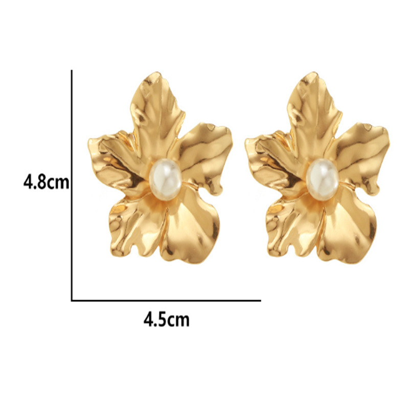 Dame Fleur Alliage Placage Incruster Perles Artificielles Femmes Boucles D'oreilles display picture 4