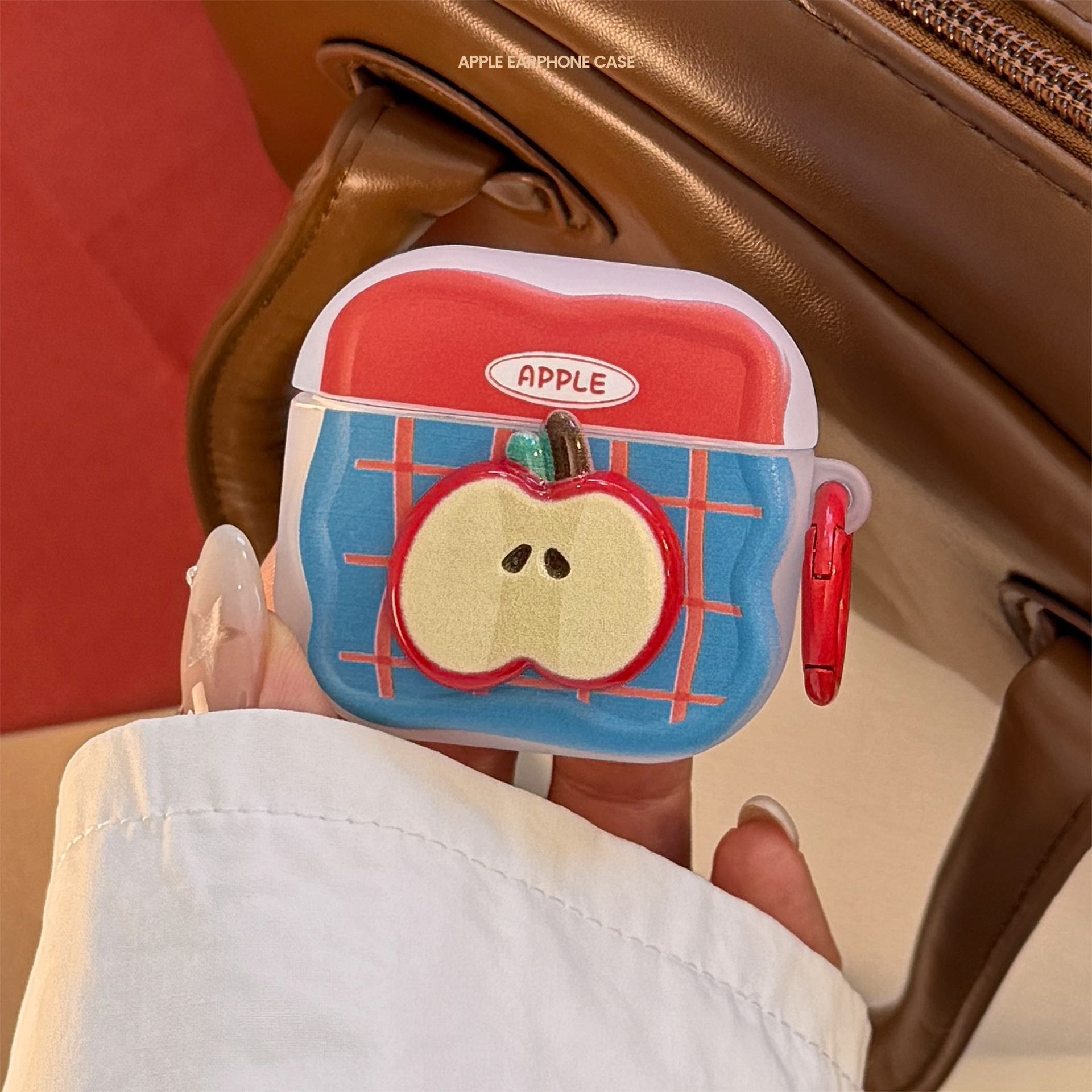 Ins color de contraste Apple estereoscópio para airpods3 auriculares pro 2 cubierta inalámbrica bluetooth 4 generación 1 anillo colgante