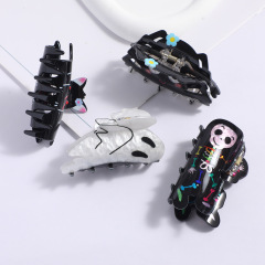 ハロウィーンサメクリップアクリルクモカボチャ髪クリップ夏ドーパミン百合両面プリントグリッパー