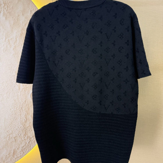 Correct version donkey home 25SS early spring new solid color crew neck jacquard short sleeve men's black T-shirt factory straight out