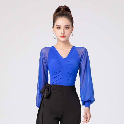 Jitterbug dance clothing new women's practice clothing tops national standard Latin dance body training clothing tops autumn and winter