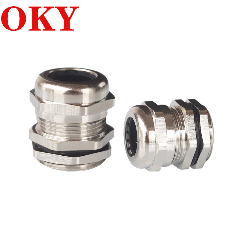 德制PG11船用填料函黄铜镀镍金属接头M18公螺纹电缆防水固定锁头