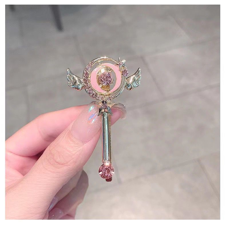 15g Weight Hair Clip Hair Accessories Type 1 Piece Quantity Holiday, Street Occasion Metal Material Cartoon, Magic Wand Pattern All Seasons Season Women's Gender Cute Style Cute Women's Cartoon Magic Wand Metal Hair Clip 1