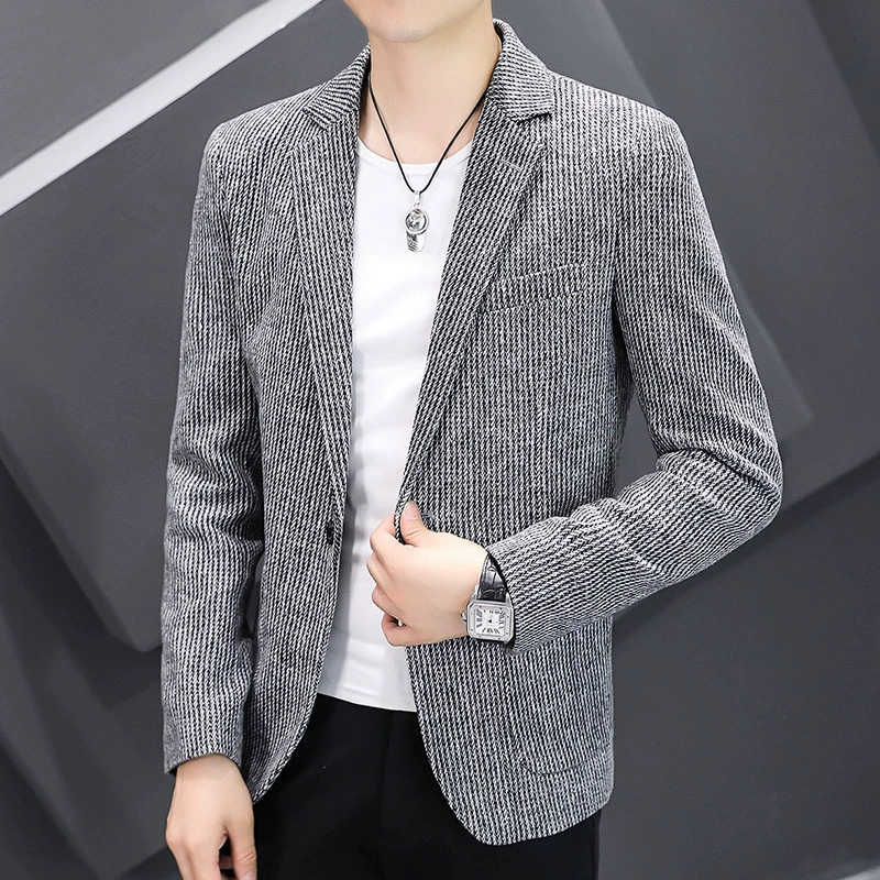 Трансграничный модный вертикальный Повседневный маленький костюм с одной пуговицей, модный «гусиная лапка», мужское осеннее Новое молодежное тонкое пальто