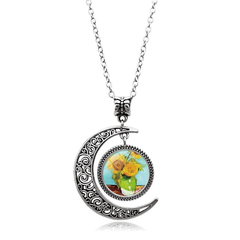 Подвеска, серебряное ожерелье, ретро аксессуар, свитер, with gem, европейский стиль