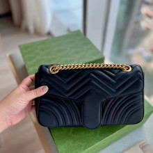 带LOGO经典复古双G爱心波浪链条女包marmo斜跨单肩真皮迷你马蒙包
