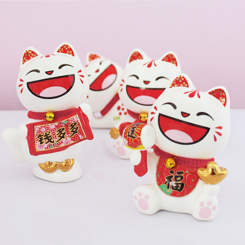 De estilo japonés Lucky Cat decoración de cerámica regalo de apertura cajero casa entrada sala de estar decoración de escritorio