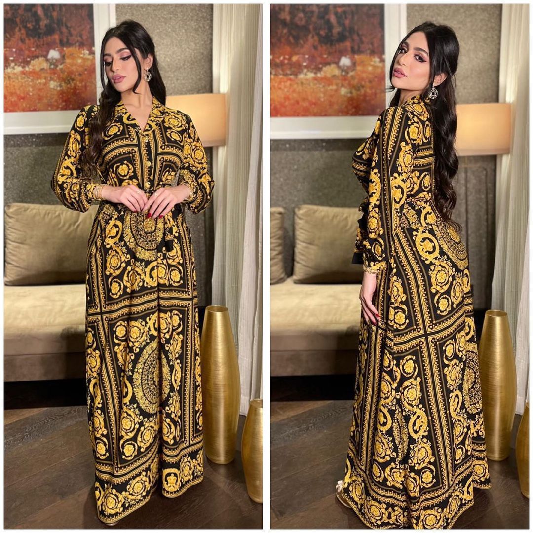 design Dress, Middle Eastern Ethnic Print Long Robe Shirt Dress For Women_ecoleips.com