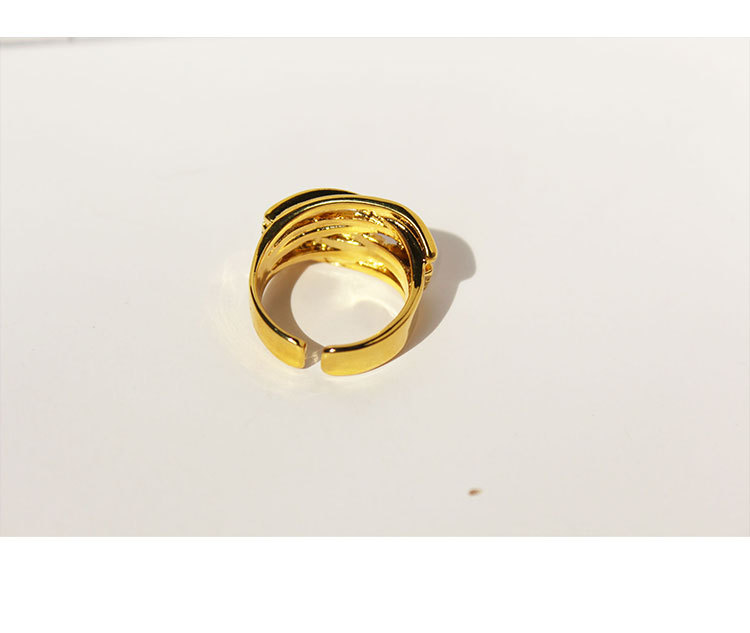 Vacuum Plated 18k Gold Brass Irregular Lines Cross Opening Ring display picture 4