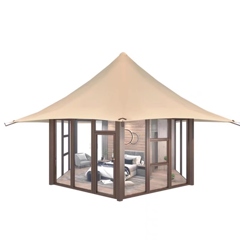 Tienda de hotel de vacaciones pequeño lujo salvaje a prueba de vista a prueba de viento a prueba de lluvia una sola casa con baño de alta gama tienda de villa