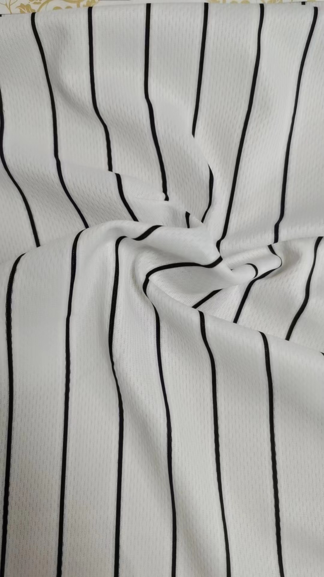 黑白条纹面料鸟眼布黑条印花吸汗速干透气