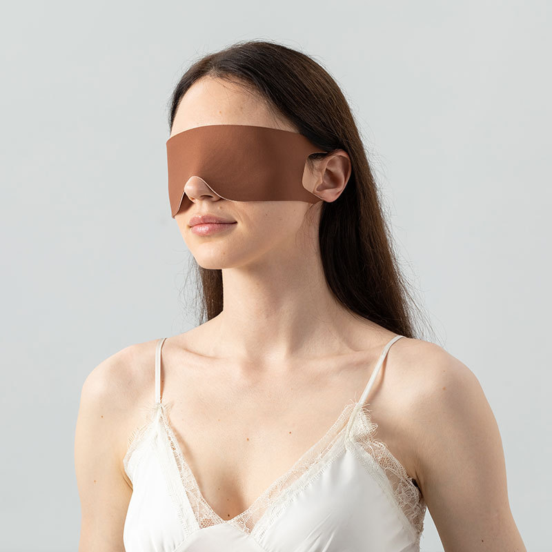 Bolsa con cremallera - doble protector para los ojos de seda de hielo (curry y beige)