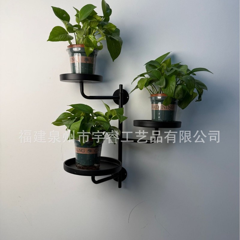 跨境壁挂式植物架室内植物墙壁铁艺挂钩室外花盆悬花架3层|undefined