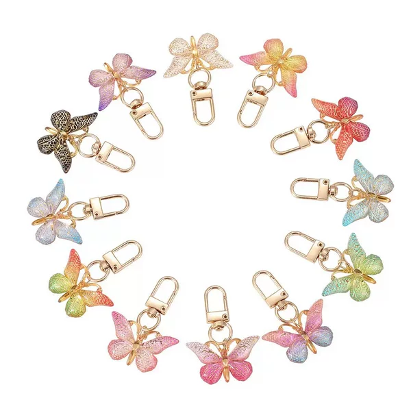 New Gradient Color Butterfly Keychain Pendant Creative Ins-Style Bag Decoration Cute Three-Dimensional Acrylic Hanging Ornament